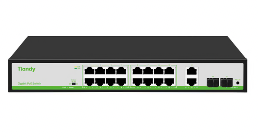 16 Port POE Switch 2 x GB 2 x SFP